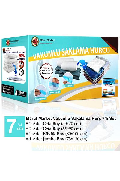 Beyyine Home High Quality 7-Piece Vacuum Storage Bag Set-1 (PILLOW - DRESS - BLANKET - QUILT) VACUUMHURCU