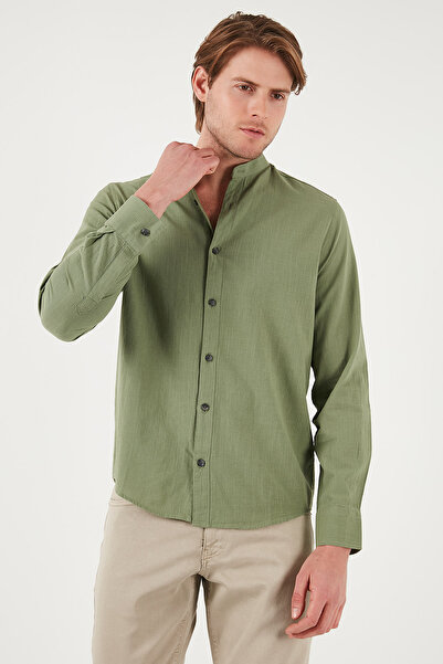 Buratti Keten Görünümlü Pamuklu Regular Fit Hakim Yaka Gömlek Erkek GÖMLEK CF25S112637