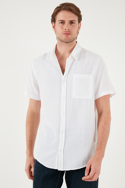 Buratti Cotton Regular Fit Single Pocket Short Sleeve Shirt Men's Shirt Cf25S 128230