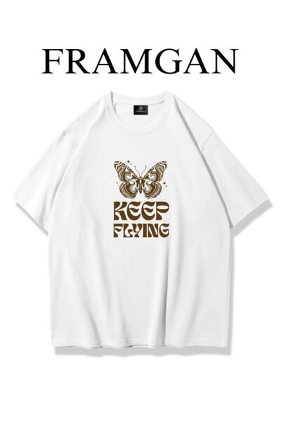 Framgan Tricou oversize cu imprimeu Butterfly Keep Flaying pentru femei
