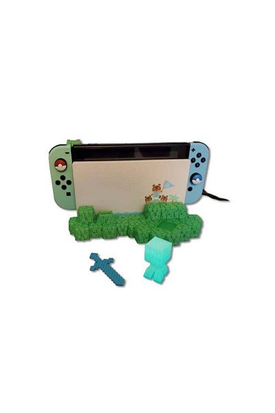 3D Brothers حامل Nintendo Switch Dock - حامل بتصميم Minecraft - قاعدة ملحقات Nintendo