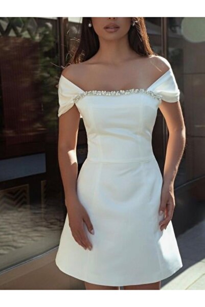 DADUCOLLECTİON Mini   omuz  detaylı elbise