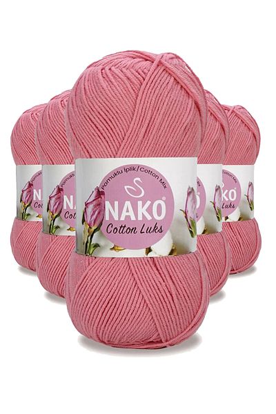 NAKO Alray 5 Pieces Cotton Luxury Vest Tunic Sweater Blouse Cardigan Yarn Wool Rose Pink 97551