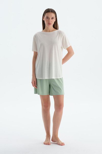 Dagi Pantaloni scurți dublu modal din bumbac pieptănat verde deschis