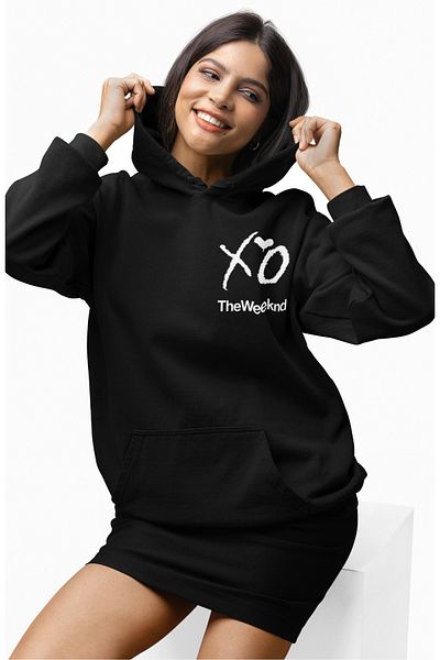 Fuddy Moda Суитшърт с качулка с щампа на гърба на The Weeknd, суитчър с качулка с щампа унисекс Oversize The Weeknd с качулка
