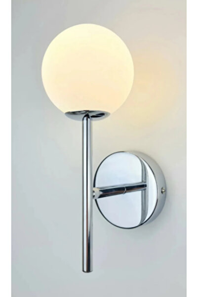 retro home design Modern Tasarım Pilli Aplik Kablosuz Tak Çalıştır Aç Kapa Butonlu Parlak Krom Gövde Beyaz Camlı Aplik