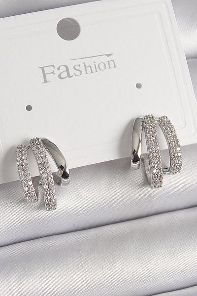Skygo Brass Silver Color Zircon Stone Women's Earrings - Tj-Bkp9904