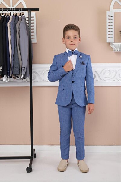 REMA STİL Erkek Çocuk Takım Elbise Ceket Yelek Pantolon Gömlek Set
