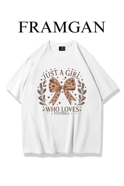 Framgan Tricou oversize alb cu imprimeu cu panglică de damă