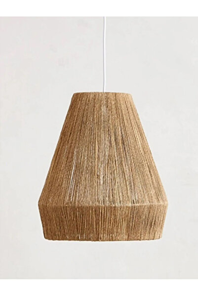 RUSTİKEVDECORART Rustik Sarkıt Huni Hasır Jüt Ip Avize Gece Lambederi Kablolu Duylu Avize Bohem Aydınlatma