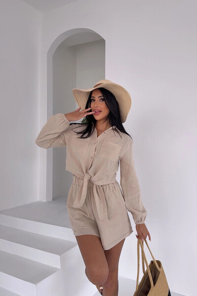 bacc Σετ μπισκότο Muslin Λινό με σορτς (κάτω και επάνω μέρος)