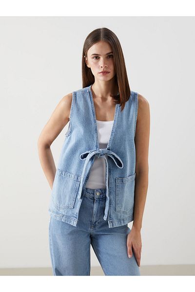 LC Waikiki Γυναικείο τζιν γιλέκο LCW Vision V-Neck