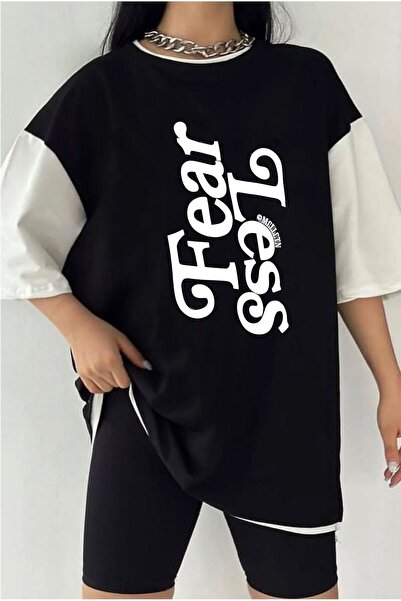 Tarzsokak تيشيرت للجنسين مطبوع بلونين FEAR LESS