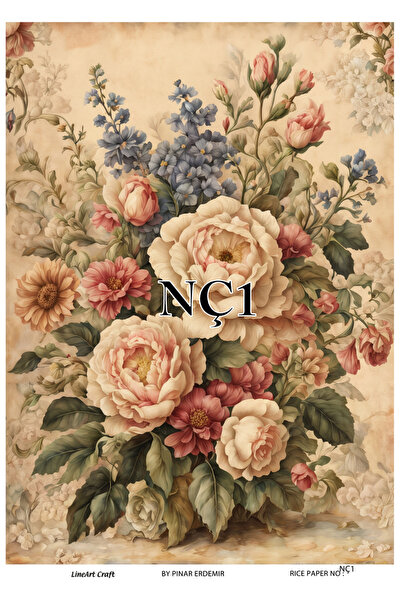 LİNEART NÇ1 زهرة منقوشة 30*42 سم ديكوباج نحاسي