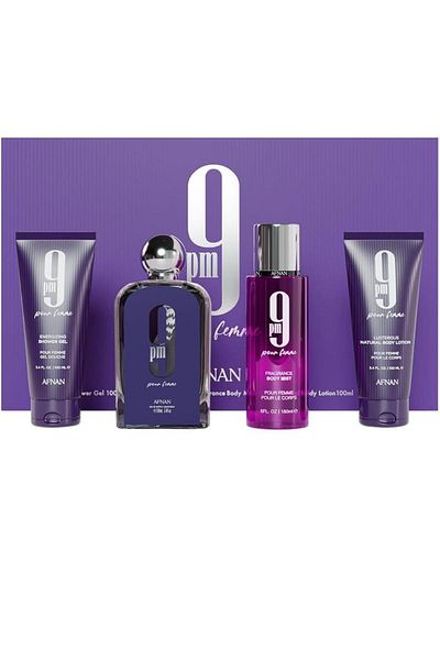 Afnan Gift Set 9 Parfum 100 ML + Shower Gel 100 ML + Body Lotion100 ML + Body Mist 150 ML
