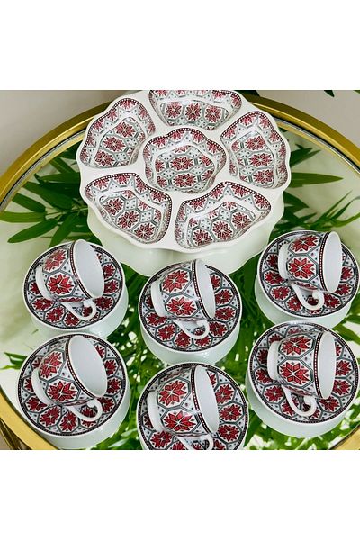 Generica Turkish coffee cup set with divided saucer for hospitality and serving