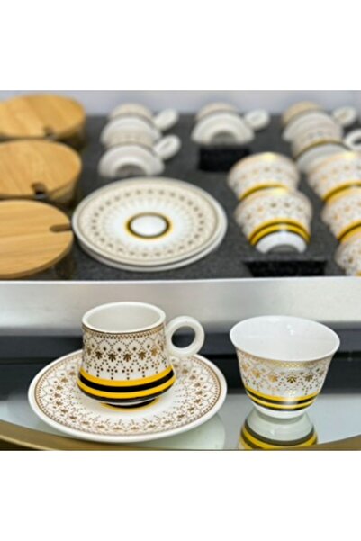 Generica Turkish coffee cup set, Arabic coffee cup set, and three glass jars