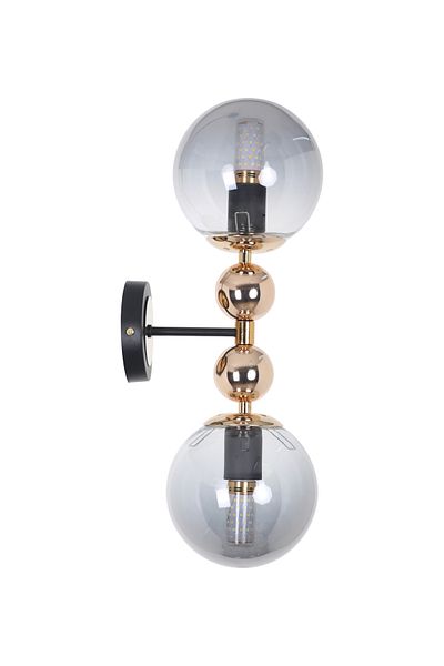 MŞ Aydınlatma Misket Black Gold 2 Smoked Glass Sconce