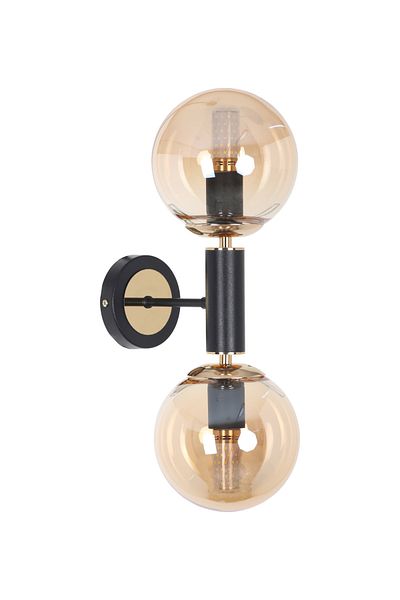 MŞ Aydınlatma Hector Black Gold 2 Honey Glass Sconce