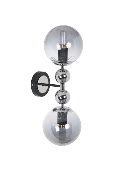 MŞ Aydınlatma Misket Black Chrome 2 Sconce with Smoked Glass