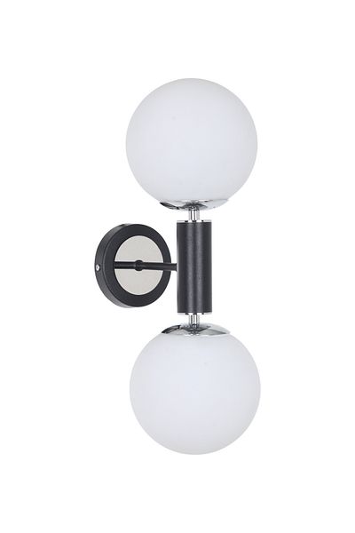 MŞ Aydınlatma Hector Black Chrome 2 White Glass Sconce