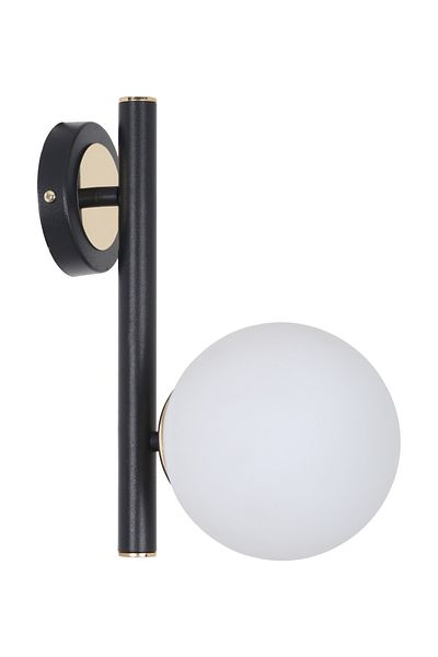 MŞ Aydınlatma Libra Black Gold White Glass Sconce