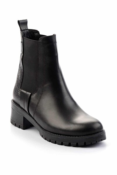 Bambi Black Genuine Leather Women's Boots & Bootie K02531207203