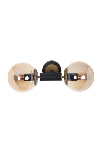 MŞ Aydınlatma Hector Black Antique 2 Honey Glass Sconce