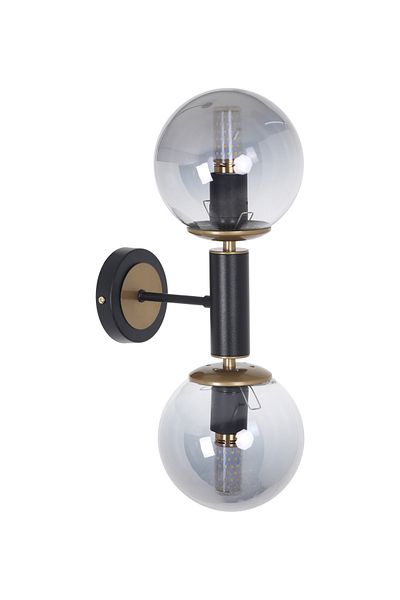 MŞ Aydınlatma Hector Black Antique 2 Smoked Glass Sconce