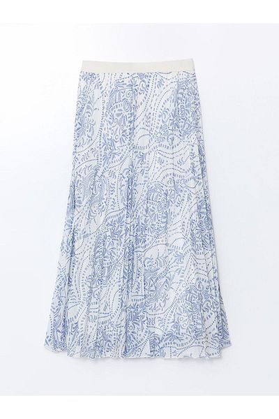 LC Waikiki LCWAIKIKI Klassischer gemusterter Damen-Chiffonrock mit elastischem Bund