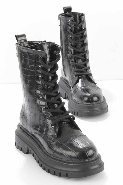 Bambi Black Crocodile Γυναικείες Μπότες & Μποτάκια K 02718130911