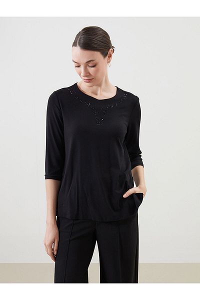 LC Waikiki Γυναικεία μπλούζα LCW Grace Crew Neck Stone