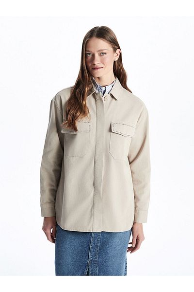 LC Waikiki Γυναικείο πουκάμισο LCWAIKIKI Classic Stone Oversize
