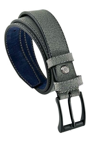 S.S SÜZER DERİ Gray Children's Boy Faux Leather Stitched Model 3 cm Waiter Classic Belt School Belt