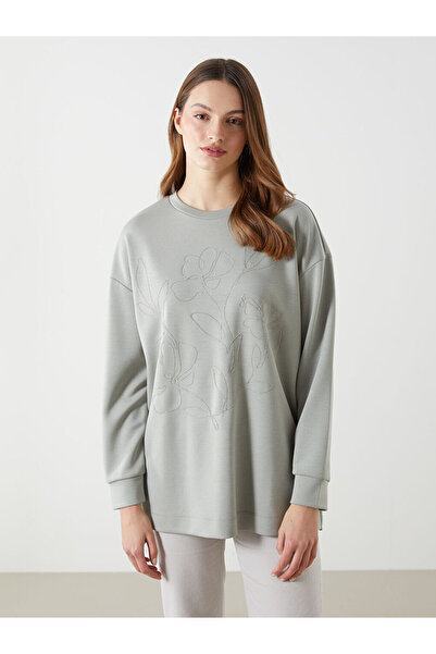 LC Waikiki Khaki Crew Neck Women's Sweatshirt Tunic