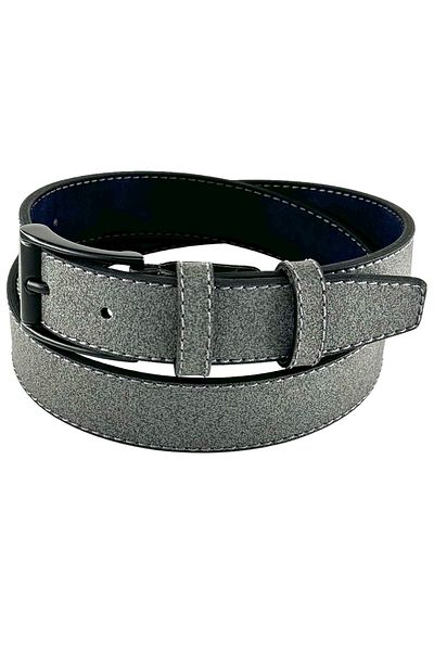 S.S SÜZER DERİ Gray Children's Boy Faux Leather Stitched Model 3 cm Waiter Classic Belt School Belt
