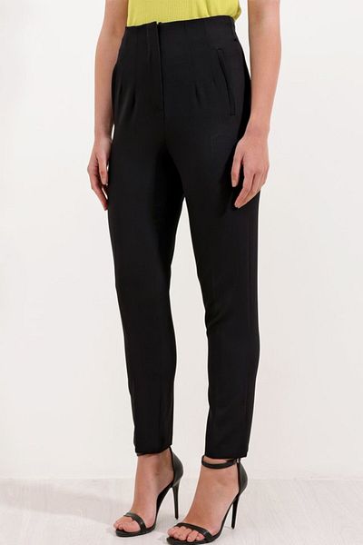 Aydoganticaret44 Vibe Unico Black High Waist Fabric Trousers 6650