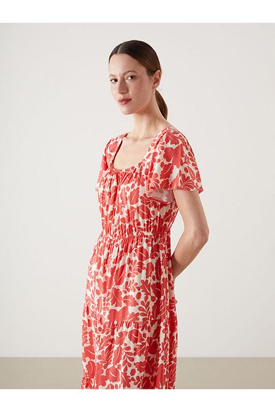 LC Waikiki New Season Boat Neck Floral Women's Dress -