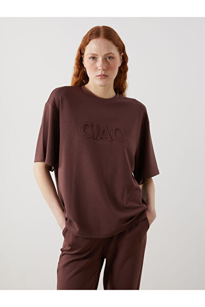 LC Waikiki Rmz Gi̇yi̇m Farkiyla Zero Roba Collar Printed Loose Fit Women's T-...