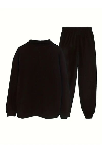 Massgai Unisex Design Seagull Printed Top-Bottom Half Zipper Sweat Tracksuit Set