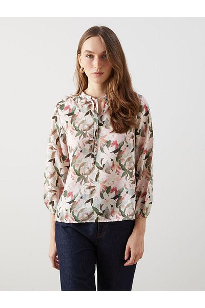 LC Waikiki New Season Women's Blouse with Baglama Collar and Flowers - S5Ke72Z8