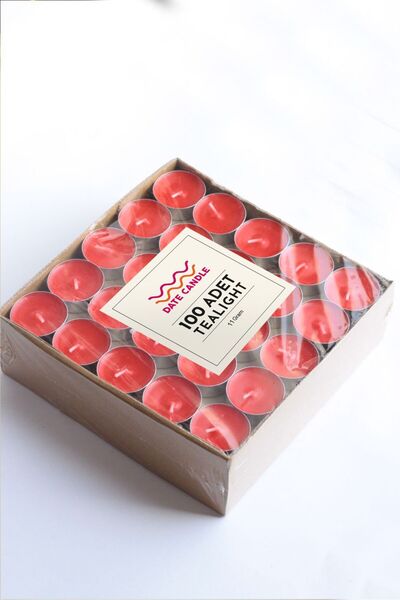 Date Candle Kırmızı 11 gr Tealight Mum 100 Adet - Buhurdanlık ve Mumluğa Uygu...