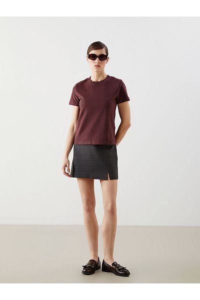 LC Waikiki Lcw Vision Anthracite Women's Plaid Skirt with Zippered Waist