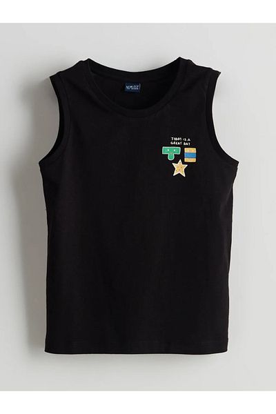 LC Waikiki Lcw Eco Black Crew Neck Boys Undershirt