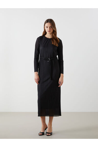 LC Waikiki OFERTE DE SEZON DE LA RMZ GİYİMDEN Rochie neagră Bi guler rotund