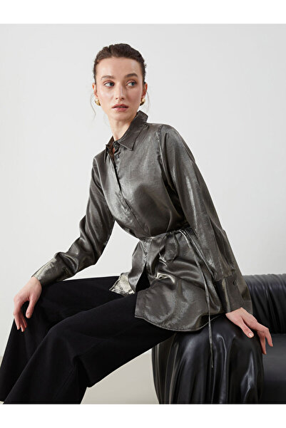 LC Waikiki Tunica cămașă de damă cu aspect lucios antracit