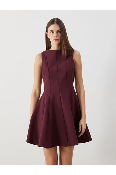 LC Waikiki Γυναικείο φόρεμα LCW Vision Plum Boat Neck Crepe