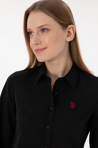 U.S. Polo Assn. Cămașă neagră Basic cu mânecă lungă pentru femei -50288851-VR046