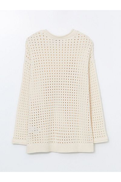 LC Waikiki Lcw Modest Crew Neck Openwork Women's Knitwear Tunic