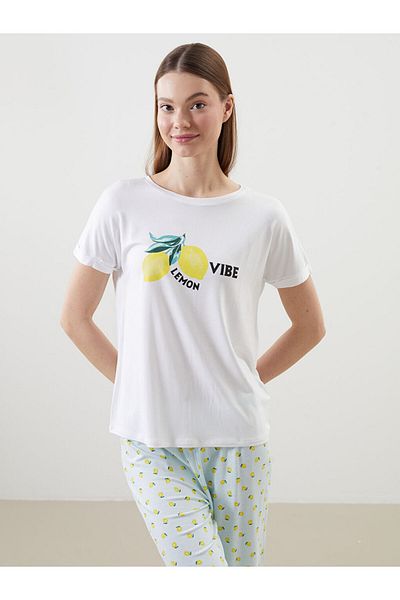 LC Waikiki New Season Crew Neck Printed Women's Pajama Set - S5Ep13Z8